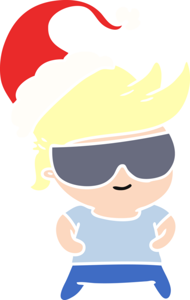 Bir insan tarafından çizilmiş Kawaii çocuğunun el çizimi Noel karikatürü.