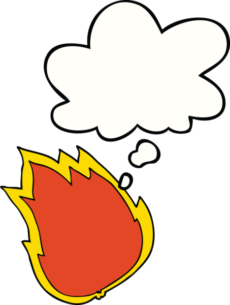 Bir insan tarafından çizilmiş düşünce baloncuklu çizgi film ateşi