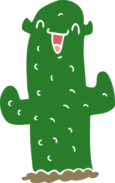 Bir insan tarafından çizilmiş düz renk çizgi film kaktüsü.