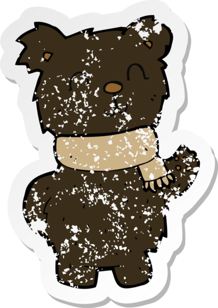 Bir insan tarafından çizilmiş siyah ayı sallayan bir çizgi filmin gerilimli yapıştırması.