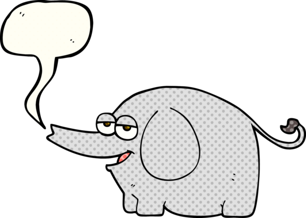 Serbest çizim çizgi roman konuşma balonu karikatür fil bir insan tarafından çizilmiş su fışkırtan