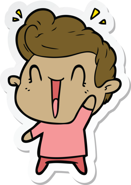 Bir insan tarafından çizilmiş heyecanlı bir adamın çıkartması.