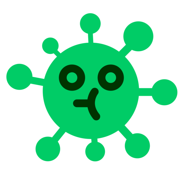 Bir insan tarafından çizilmiş boş bakışlı bir virüs.