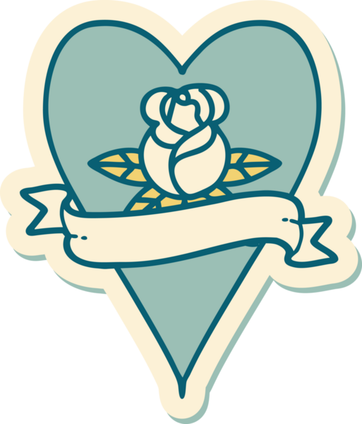 Bir insan tarafından çizilmiş, geleneksel kalp şeklinde dövme çıkartması.