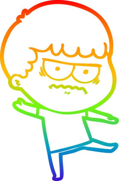 Gökkuşağı gradyan çizgi çizimi Bir insan tarafından çizilmiş rahatsız bir adam