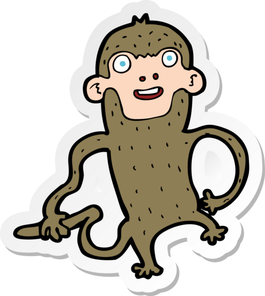 Bir insan tarafından çizilmiş çizgi film maymununun çıkartması.