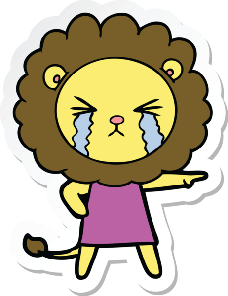 Bir insan tarafından çizilmiş, ağlayan bir aslanın çıkartması.