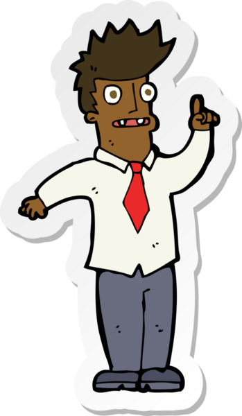 Bir insan tarafından çizilmiş fikri olan bir karikatürcünün çıkartması.