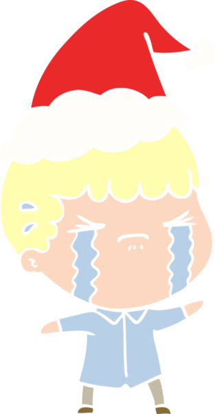 Bir insanın çizdiği Noel Baba şapkasıyla ağlayan bir adamın el resmi.