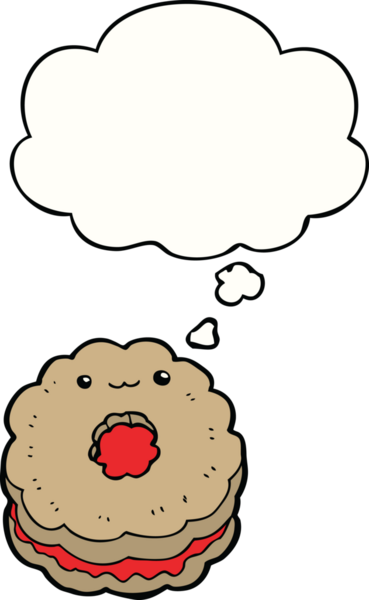 Bir insan tarafından çizilmiş düşünce balonlu bisküvi.