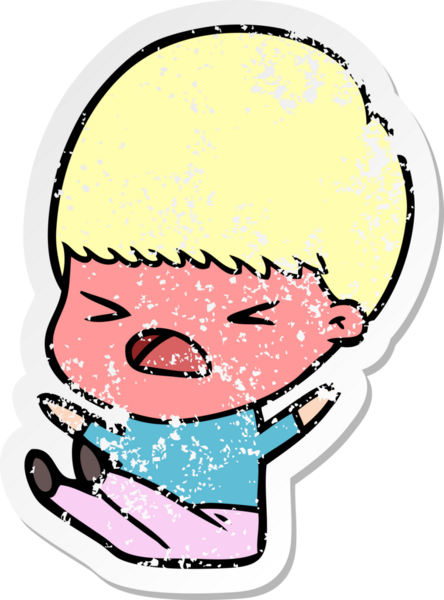 Bir insan tarafından çizilmiş stresli bir çizgi film çıkartması.