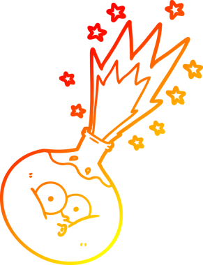 Bir insan tarafından çizilen karikatür iksirinin sıcak çizgi çizimi