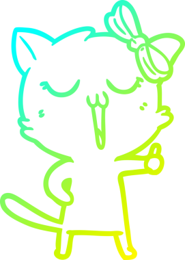 Bir insan tarafından çizilen çizgi film kedisinin soğuk gradyan çizgisi.