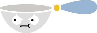 Bir insan tarafından çizilmiş bir kaşığın düz renkli retro karikatürü