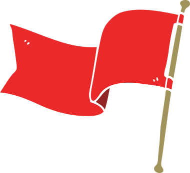 Bir insan tarafından çizilmiş kırmızı bayrak.