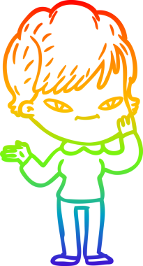 gökkuşağı gradyan çizimi bir insan tarafından çizilmiş mutlu bir kadın çizgi