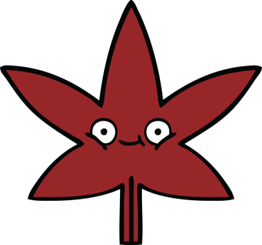 Bir insan tarafından çizilmiş bir sonbahar yaprağının sevimli karikatürü.