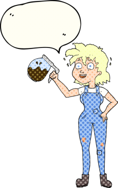 Bir insan tarafından çizilmiş çok fazla kahveden oluşan bir çizgi roman konuşma balonu.