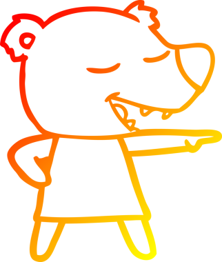 Bir insan tarafından çizilen çizgi film ayısının sıcak çizgi çizimi