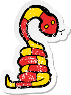 Bir insan tarafından çizilmiş karikatür yılanının geriletilmiş çıkartması.