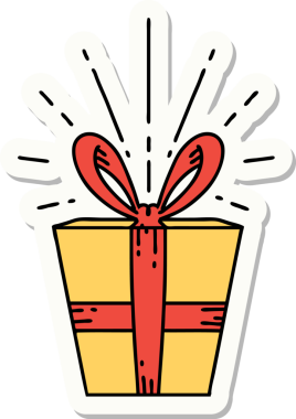 Bir insan tarafından çizilmiş dövme stili Noel hediyesi.