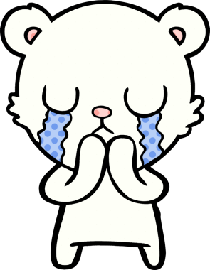 Bir insan tarafından çizilmiş üzgün küçük kutup ayısı çizgi filmi.