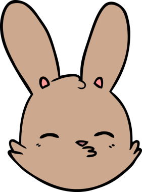 Bir insan tarafından çizilmiş çizgi film tavşanı yüzü.