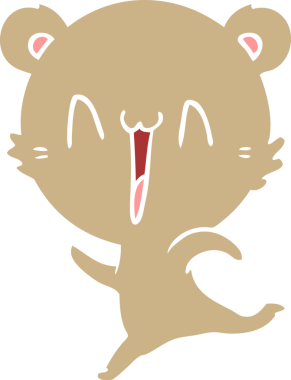 Mutlu ayı bir insan tarafından çizilmiş düz renkli çizgi film