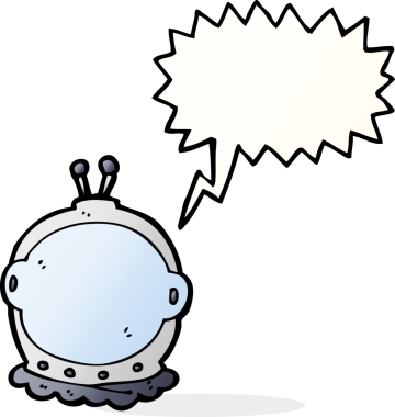 Bir insan tarafından çizilmiş konuşma balonu olan astronot miğferi.