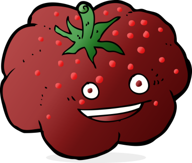 Bir insan tarafından çizilmiş mutlu domates.