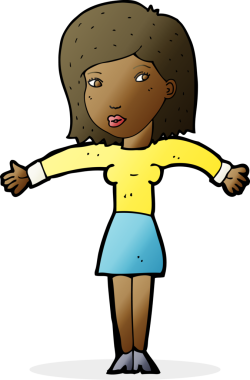 Bir insan tarafından çizilmiş omuz silken çizgi filmdeki kadın.