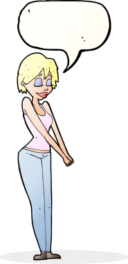 Bir insan tarafından çizilmiş konuşma balonu olan karikatür içerikli kadın