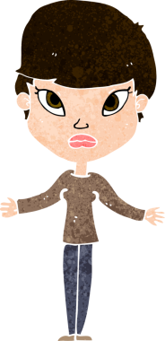 Bir insan tarafından çizilmiş omuz silken çizgi filmdeki kadın.