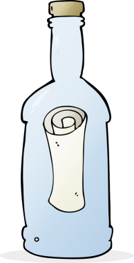 Bir insan tarafından çizilmiş şişedeki karikatür harfi.