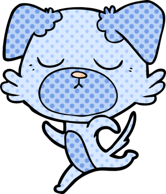 Bir insan tarafından çizilmiş şirin bir çizgi film köpeği.