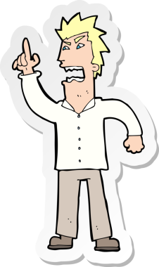 Bir insan tarafından çizilmiş kızgın bir adamın çıkartması.