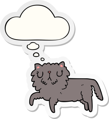 Düşünce baloncuklu çizgi film kedisi insan tarafından çizilmiş bir çıkartma.