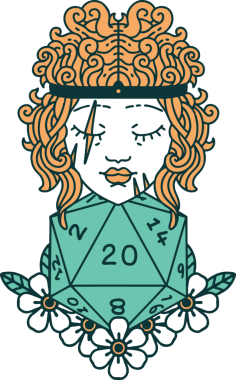 Retro Dövme Tarzı İnsan Barbarlığı Bir insan tarafından çizilmiş 20 zar ile