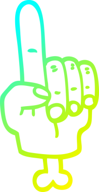 Bir insan tarafından çizilmiş işaret eden bir el sembolünün soğuk gradyan çizimi