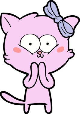 Bir insan tarafından çizilmiş çizgi film kedisi.