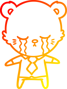 Bir insan tarafından çizilen ağlayan çizgi film kutup ayısının sıcak çizgi çizimi