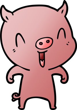 Bir insan tarafından çizilmiş mutlu çizgi film domuzu.