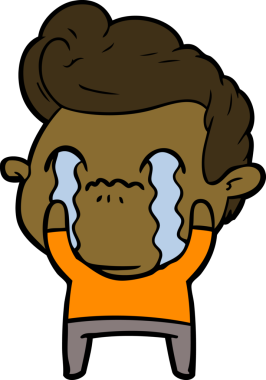 Bir insan tarafından çizilmiş ağlayan çizgi film adamı.