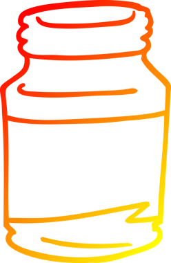 Bir insanın çizdiği karikatür hapı kavanozunun sıcak çizgi çizimi