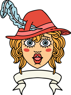 Retro Dövme Tarzı İnsan Ozan Karakteri Bir insan tarafından çizilmiş afiş