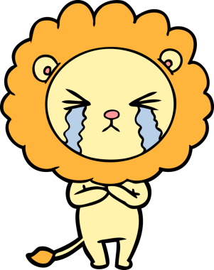 Bir insan tarafından çizilmiş ağlayan bir aslan.