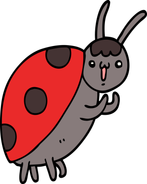 Bir insan tarafından çizilmiş sevimli uğur böceği çizgi filmi.