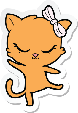 Bir insan tarafından çizilmiş şirin bir çizgi film kedisinin çıkartması.