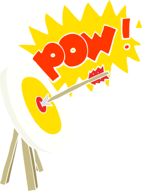 Bir insan tarafından çizilmiş okçuluk hedefinin düz renk çizimi