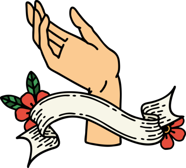 Bir insan tarafından çizilmiş geleneksel dövmeli bir el.